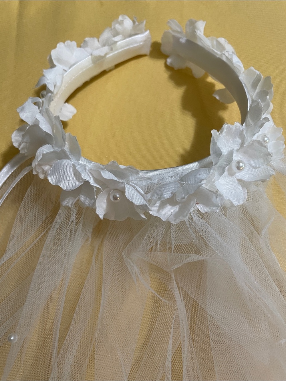 White Floral Headband Veil Accessory